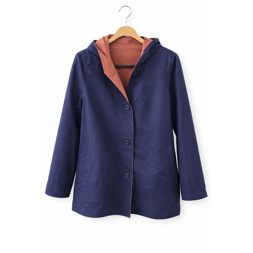 $358 Eileen Fisher Organic Cotton Nylon Reversible Hooded Jacket Size XS/TP